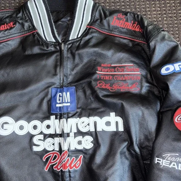 Vintage Dale Earnhardt Goodwrench Leather Jacket Men's Large NASCAR Racing
